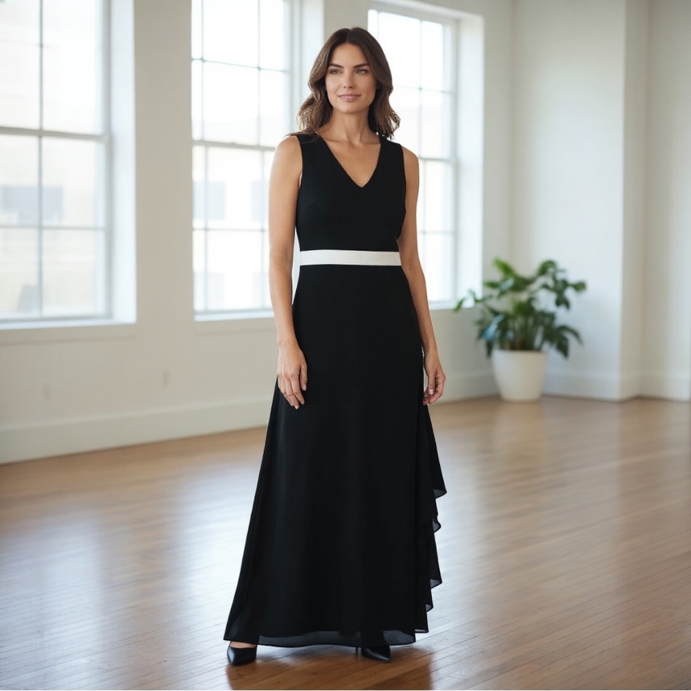 Monique Lhuillier Black and White Maxi Dress